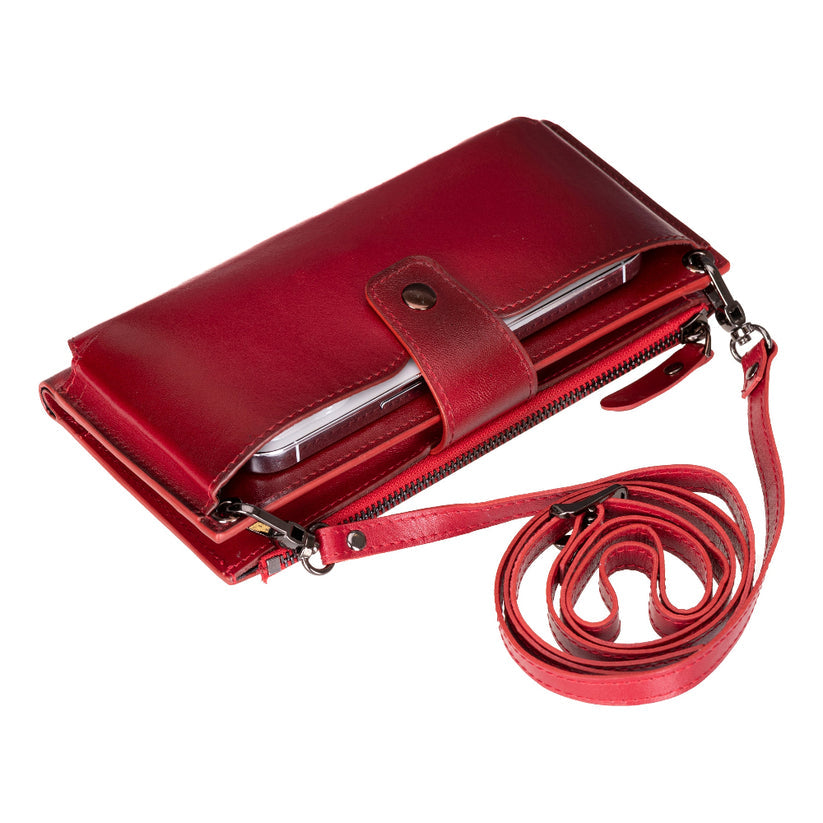 Kaycee Leather Women's Cell Phone Wallet with Strap